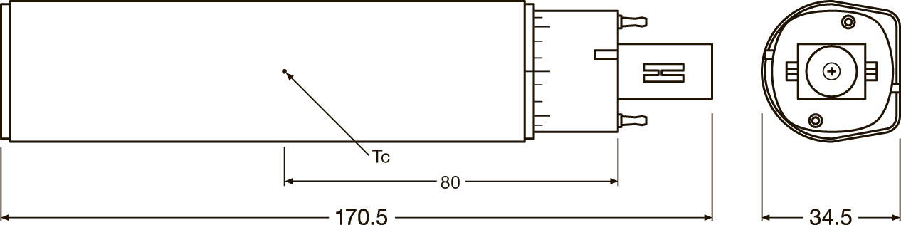 DIMENSIONES DULUX D 26 LED G24D